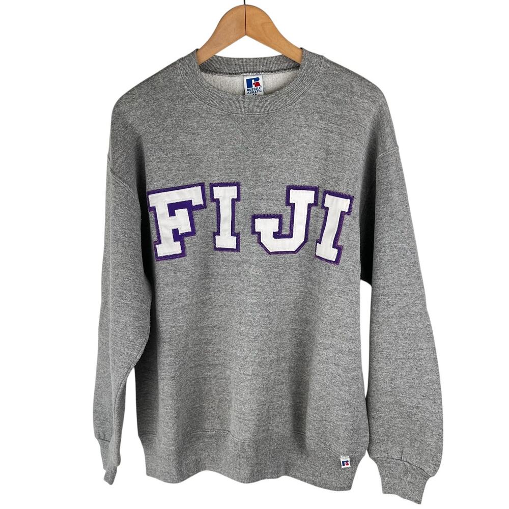 Russell Athletic : Vintage FIJI Letter Block Gray Crewneck Sweatshirt USA : XL